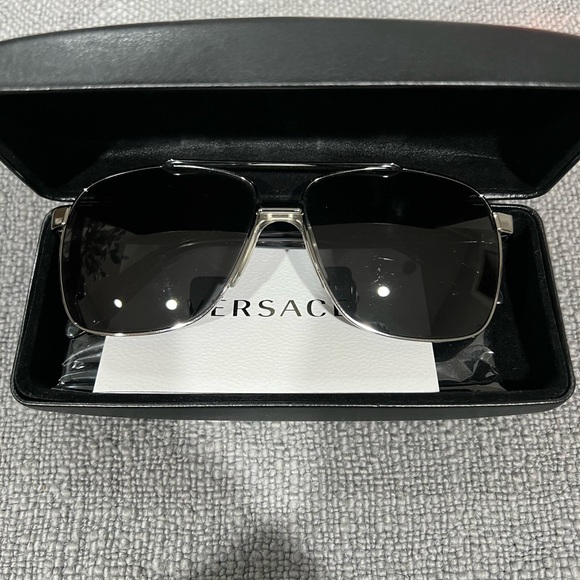 Versace Metallic Silver Sunglasses - Picture 1 of 6